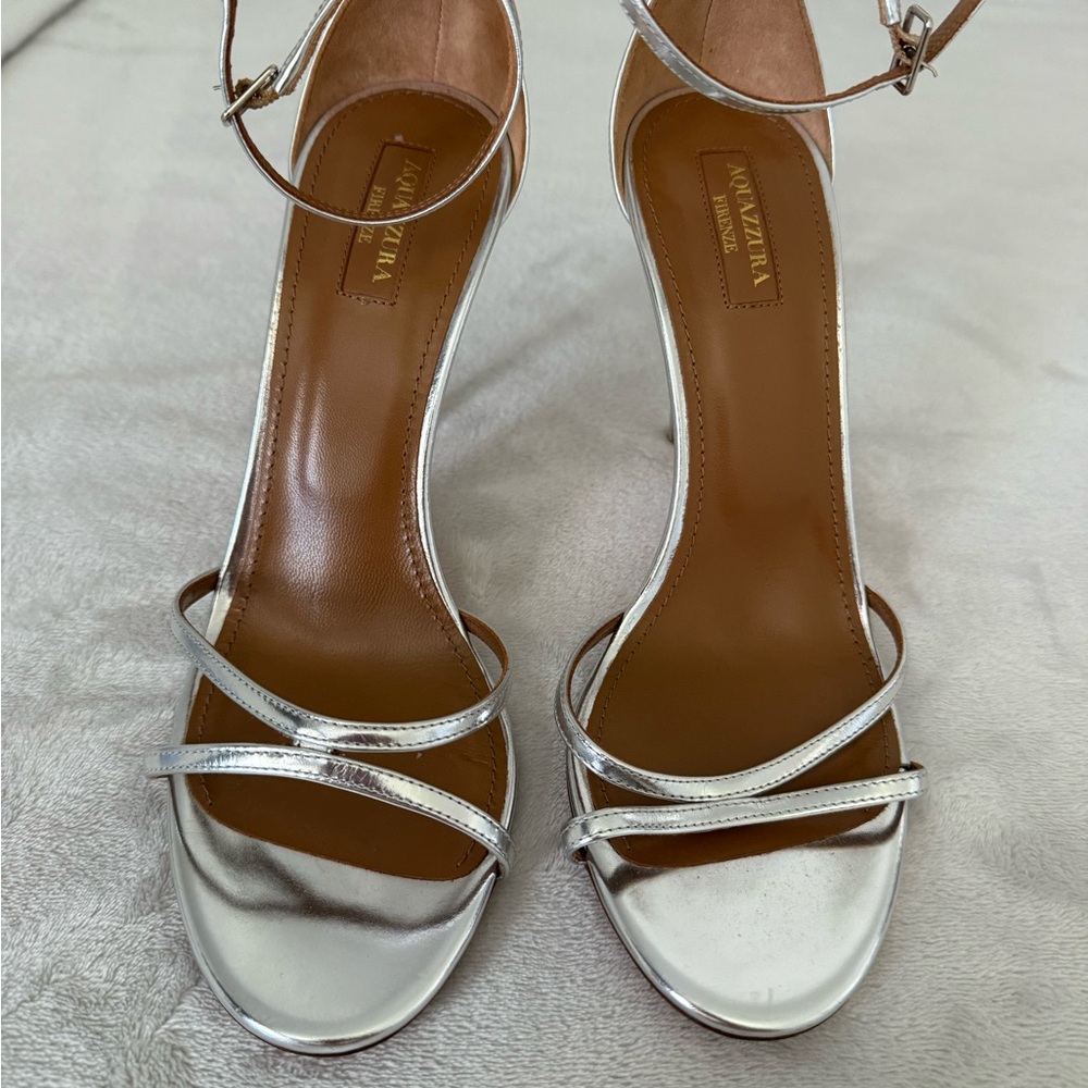 Aquazzura Silver and Brown High Heel Sandals